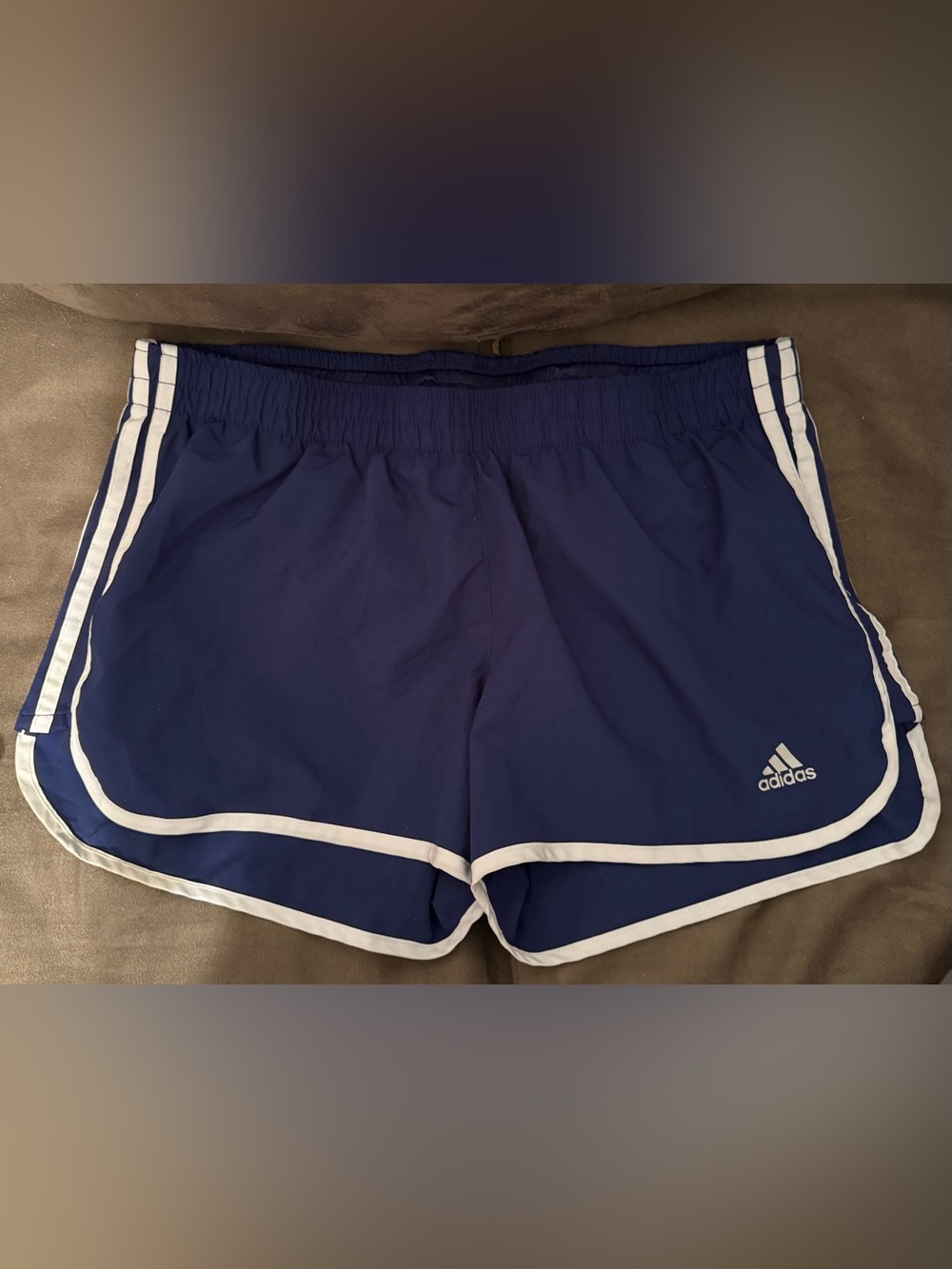Adidas Navy Athletic Shorts with White Trim